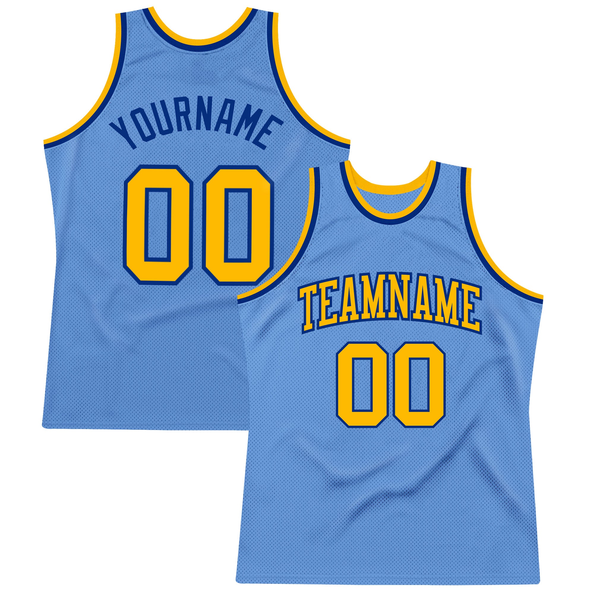 Custom Light Blue Gold-Royal Authentic Throwback Basketball Jersey Light Blue Gold-Royal Authentic Throwback Basketball Jersey - Custom Design Custom Light Blue Gold-Royal Authentic Throwback - Image 1