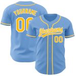 Light Blue Gold and White Custom Authentic Baseball Jersey Custom Light Blue Gold-White Authentic Baseball Jersey
