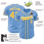 Light Blue Gold and White Custom Authentic Baseball Jersey Custom Light Blue Gold-White Authentic Baseball Jersey - Image 3