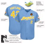 Light Blue Baseball Jersey with Gold-White Details, Custom Authentic Style 5575 Custom Light Blue Gold-White Authentic Baseball - Image 3