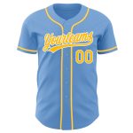 Light Blue Gold and White Custom Authentic Baseball Jersey Custom Light Blue Gold-White Authentic Baseball Jersey - Image 2