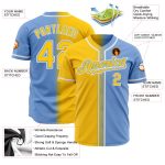 Light Blue Gold White Fade Authentic Baseball Jersey - Custom Fashion Jersey Custom Light Blue Gold-White Authentic Fade - Image 2