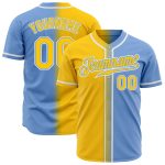 Light Blue Gold White Fade Authentic Baseball Jersey - Custom Fashion Jersey Custom Light Blue Gold-White Authentic Fade