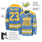 Light Blue and Gold-White Custom Hockey Jersey for Men, Women, and Kids Custom Light Blue Gold-White Hockey Jersey - Image 3