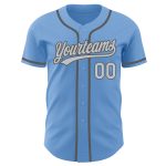 Light Blue Gray Custom Baseball Jersey - Authentic Steal Gray Design Custom Light Blue Gray-Steel Gray Authentic Baseball - Image 2