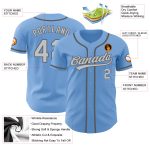 Light Blue Gray Custom Baseball Jersey - Authentic Steal Gray Design Custom Light Blue Gray-Steel Gray Authentic Baseball - Image 3