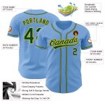 Light Blue Green-Gold Custom Authentic Baseball Jersey for Men and Women Custom Light Blue Green-Gold Authentic Baseball - Image 3