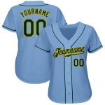 Light Blue Green-Gold Authentic Baseball Jersey - Custom Style 4183 Custom Light Blue Green-Gold Authentic Baseball Jersey - Image 2