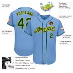 Light Blue Green-Gold Authentic Baseball Jersey - Custom Style 4183 Custom Light Blue Green-Gold Authentic Baseball Jersey - Image 3