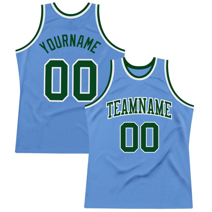 Light Blue Green-White Authentic Throwback Basketball Jersey - Custom Design Custom Light Blue Green-White Authentic Throwback - Image 1