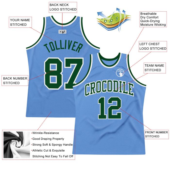 Light Blue Green-White Authentic Throwback Basketball Jersey - Custom Design Custom Light Blue Green-White Authentic Throwback - Image 2