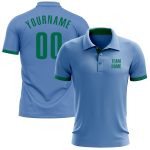 Light Blue Kelly Green Performance Golf Polo Shirt - Custom Design Custom Light Blue Kelly Green Performance Golf Polo Shirt