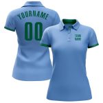 Light Blue Kelly Green Performance Golf Polo Shirt - Custom Design Custom Light Blue Kelly Green Performance Golf Polo Shirt - Image 2