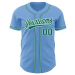 Light Blue Green White Authentics Baseball Jersey - Custom Design for Fans Custom Light Blue Kelly Green-White Authentic - Image 2