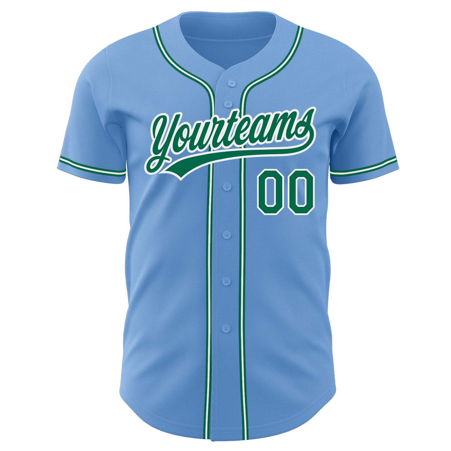 Custom Light Blue Kelly Green-White Authentic Baseball Jersey Light Blue Green White Authentics Baseball Jersey - Custom Design for Fans Custom Light Blue Kelly Green-White Authentic - Image 2