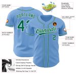 Light Blue Green White Authentics Baseball Jersey - Custom Design for Fans Custom Light Blue Kelly Green-White Authentic - Image 3