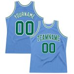Custom Light Blue Green White Throwback Basketball Jersey - Authentic Retro Style Custom Light Blue Kelly Green-White Authentic