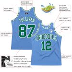 Custom Light Blue Green White Throwback Basketball Jersey - Authentic Retro Style Custom Light Blue Kelly Green-White Authentic - Image 2