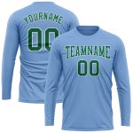Light Blue Kelly Green White Long Sleeve Performance T-Shirt Custom Design Custom Light Blue Kelly Green-White Long Sleeve - Image 2