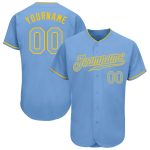 Authentic Custom Light Blue and Gold Baseball Jersey for Fans and Collectors Custom Light Blue Light Blue-Gold Authentic