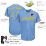Authentic Custom Light Blue and Gold Baseball Jersey for Fans and Collectors Custom Light Blue Light Blue-Gold Authentic - Image 3