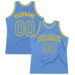 Light Blue Gold Authentic Throwback Basketball Jersey Custom Design Custom Light Blue Light Blue-Gold Authentic Throwback