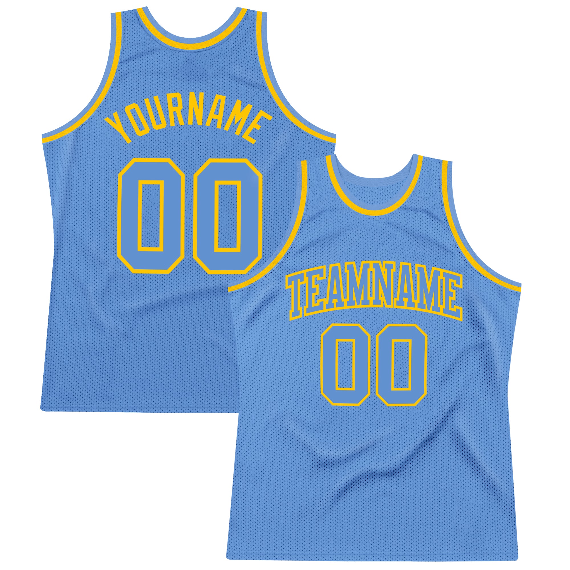 Light Blue Gold Authentic Throwback Basketball Jersey Custom Design Custom Light Blue Light Blue-Gold Authentic Throwback