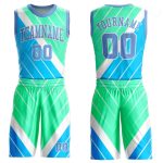 Custom Light Blue Green Basketball Jersey Sublimation Round Neck Suit Custom Light Blue Light Blue-Green Round Neck Sublimation
