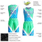 Custom Light Blue Green Basketball Jersey Sublimation Round Neck Suit Custom Light Blue Light Blue-Green Round Neck Sublimation - Image 2