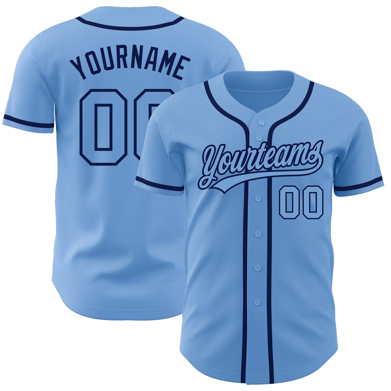 Custom Light Blue Navy Baseball Jersey - Authentic Design for Team Spirit Custom Light Blue Light Blue-Navy Authentic Baseball