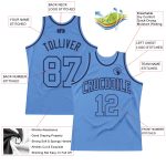Light Blue Navy Authentic Throwback Basketball Jersey - Custom Design Custom Light Blue Light Blue-Navy Authentic Throwback - Image 2