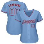 Custom Light Blue Red Baseball Jersey - Authentic Design, Comfortable Fit Custom Light Blue Light Blue-Red Authentic Baseball - Image 2