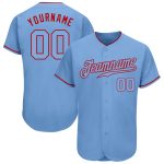 Custom Light Blue Red Baseball Jersey - Authentic Design, Comfortable Fit Custom Light Blue Light Blue-Red Authentic Baseball