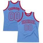 Custom Light Blue-Red Authentic Basketball Jersey | Throwback Style Custom Light Blue Light Blue-Red Authentic Throwback