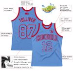 Custom Light Blue-Red Authentic Basketball Jersey | Throwback Style Custom Light Blue Light Blue-Red Authentic Throwback - Image 2