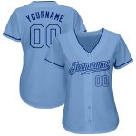 Custom Light Blue Royal Baseball Jersey - Authentic Design for Fans Custom Light Blue Light Blue-Royal Authentic Baseball - Image 2