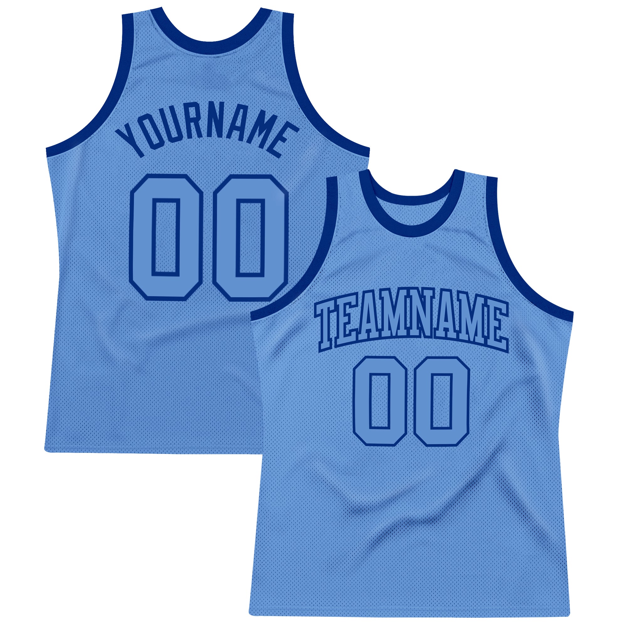 Custom Light Blue Royal Basketball Jersey - Authentic Throwback Design Custom Light Blue Light Blue-Royal Authentic Throwback