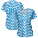 Custom Light Blue 3D Pattern Baseball Jersey - Authentic Design, Blue-White Colors Custom Light Blue Light Blue-White 3D - Image 2