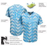 Custom Light Blue 3D Pattern Baseball Jersey - Authentic Design, Blue-White Colors Custom Light Blue Light Blue-White 3D - Image 3