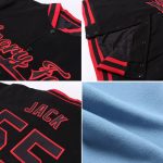 Light Blue Navy Aqua Bomber Varsity Letterman Jacket Custom Full-Snap Custom Light Blue Navy-Aqua Bomber Full-Snap Varsity - Image 2