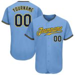 Light Blue Navy Gold Custom Baseball Jersey - Authentic Design for Fans Custom Light Blue Navy-Gold Authentic Baseball Jersey