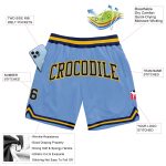 Light Blue Navy-Gold Authentic Throwback Basketball Shorts Custom Design Custom Light Blue Navy-Gold Authentic Throwback - Image 2