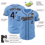 Light Blue Navy Old Gold Custom Baseball Jersey - Authentic Design Custom Light Blue Navy-Old Gold Authentic Baseball Jersey - Image 3