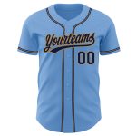 Light Blue Navy Old Gold Custom Baseball Jersey - Authentic Design Custom Light Blue Navy-Old Gold Authentic Baseball Jersey - Image 2