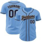 Light Blue Navy Old Gold Custom Baseball Jersey - Authentic Design Custom Light Blue Navy-Old Gold Authentic Baseball Jersey