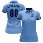 Custom Performance Golf Polo Shirt Light Blue Navy for Men Custom Light Blue Navy Performance Golf Polo Shirt - Image 2