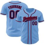 Custom Light Blue Baseball Jersey - Authentic Style 3508 Navy Red Colors Custom Light Blue Navy-Red Authentic Baseball Jersey