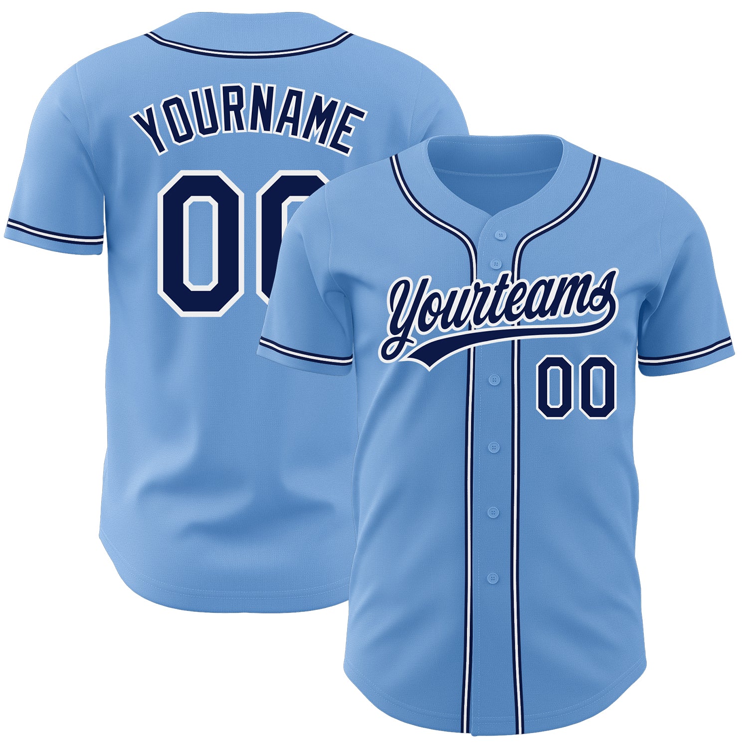 Light Blue Navy White Authentic Baseball Jersey - Custom Made Sportswear Custom Light Blue Navy-White Authentic Baseball