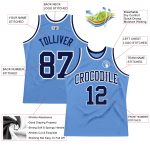 Custom Light Blue Basketball Jersey - Authentic Throwback Design in Navy and White Custom Light Blue Navy-White Authentic - Image 2