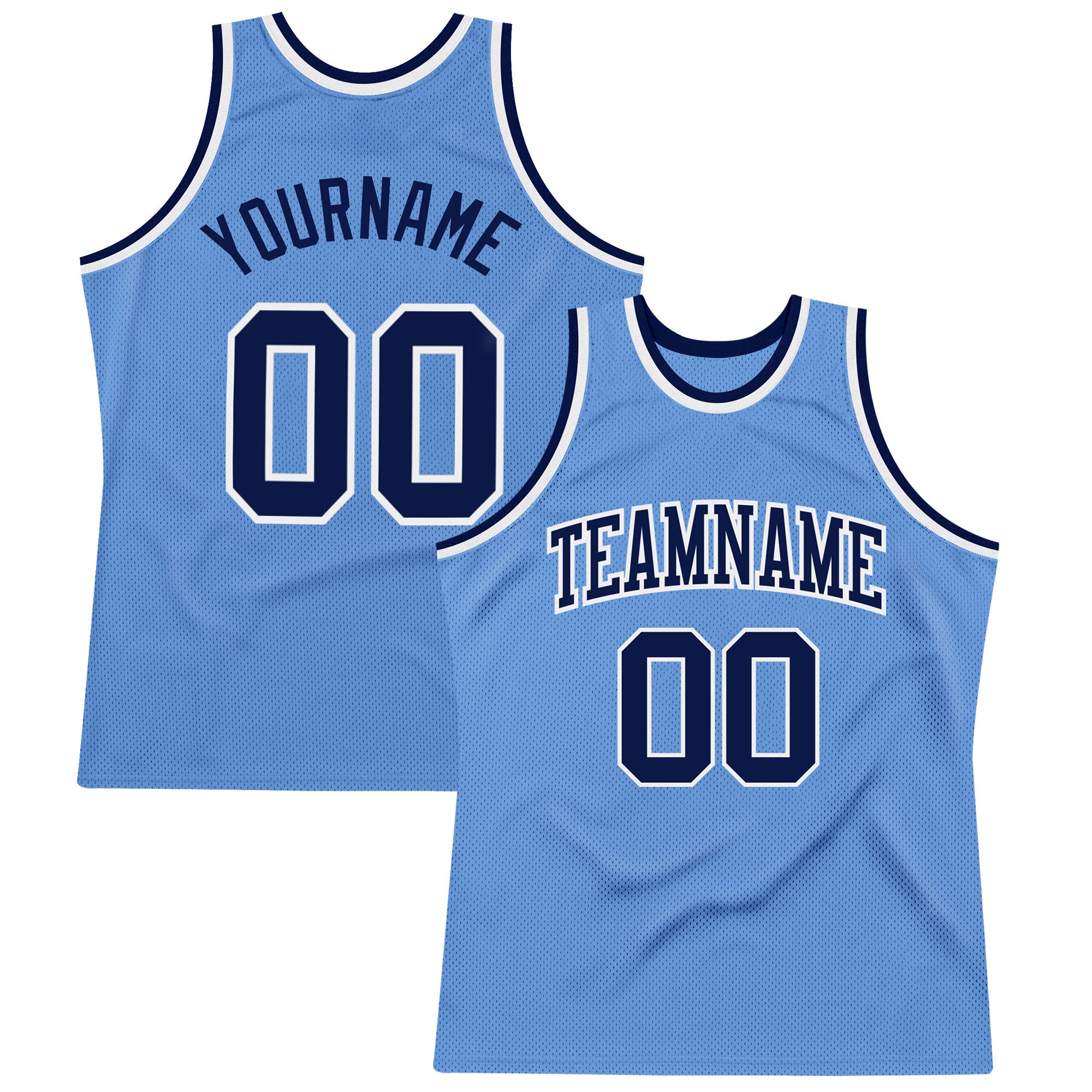 Custom Light Blue Basketball Jersey - Authentic Throwback Design in Navy and White Custom Light Blue Navy-White Authentic